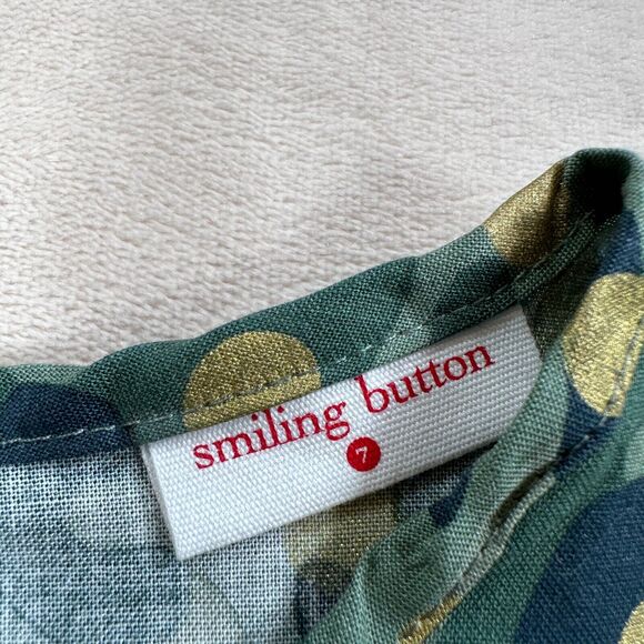 Smiling Button Polka Dot Dress Girls Size 7 Green Camo Gold Tunic New - Picture 3 of 9